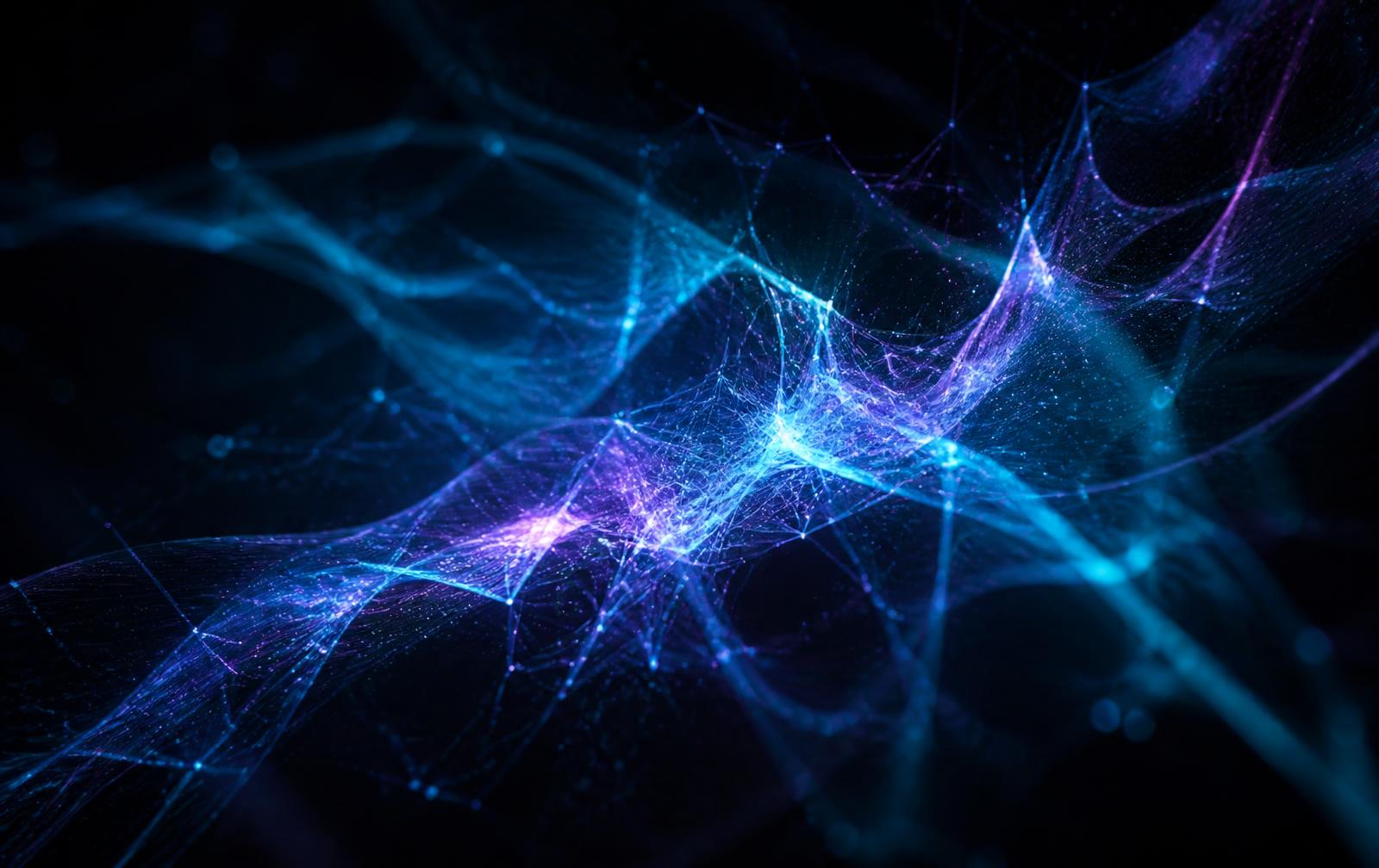 Malha neural luminosa representando inteligência artificial